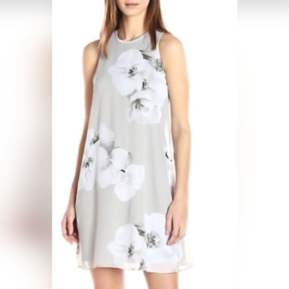 Calvin Klein Gray Floral Mini Dress